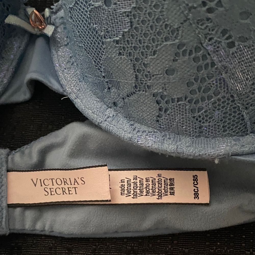 Victoria's Secret Light Blue Lace Push-Up Bra with Bow Size 38C - Picture 6 of 14